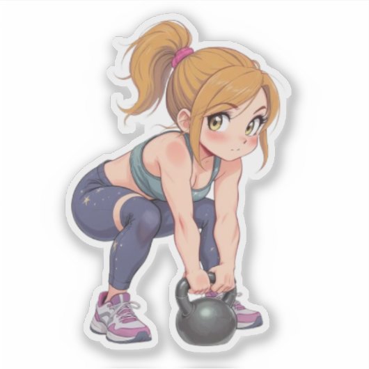 Kettlebell Girl Sticker (Voorkant)