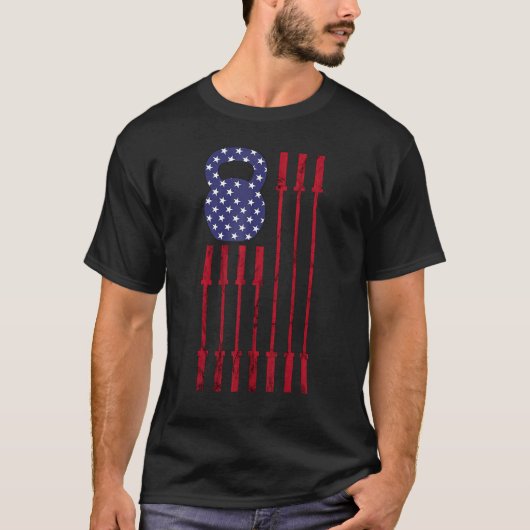 Kettlebell Gym Workout Amerikaanse vlag USA 4e van T-shirt (Voorkant)