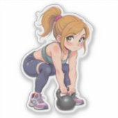 Kettlebell Meisje Sticker (Voorkant)