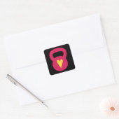 Kettlebell met hart vierkante sticker (Envelop)