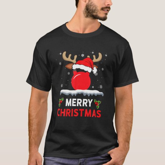 Kettlebell Reindeer Workout Funny Gym Fitness Chri T-shirt (Voorkant)