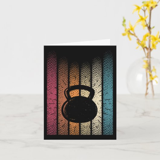 Kettlebell Retro Workout Powerlifting Bodybuilder Kaart (Gele Bloem)