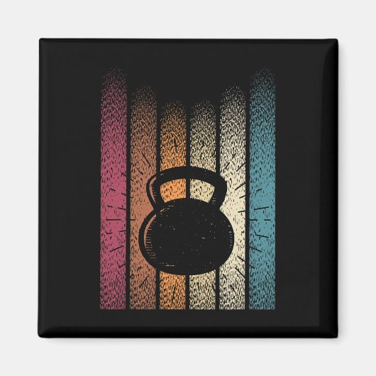 Kettlebell Retro Workout Powerlifting Bodybuilder Magneet (Voorkant)