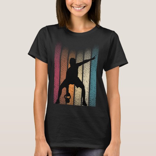 Kettlebell Retro Workout Powerlifting Bodybuilder T-shirt (Voorkant)