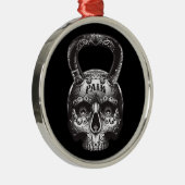 Kettlebell Skull - Gym Workout Motivatie Metalen Ornament (Rechts)