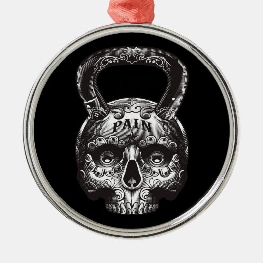 Kettlebell Skull - Gym Workout Motivatie Metalen Ornament (Voorkant)