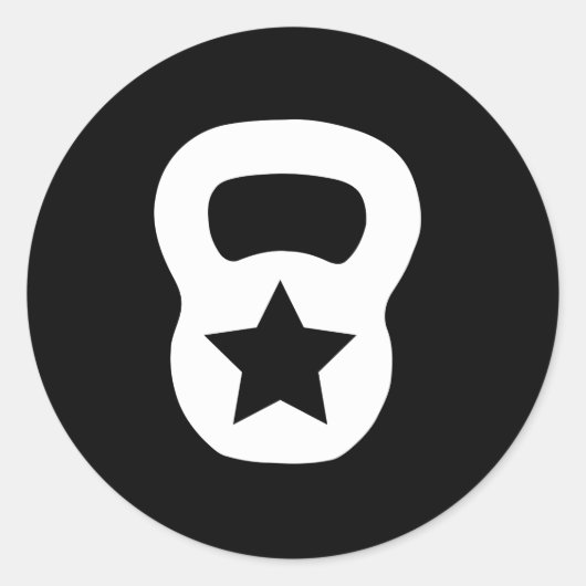 Kettlebell Star Ronde Sticker (Voorkant)