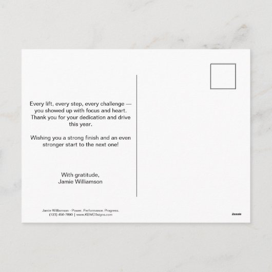 Kettlebell Stronger Year Stronger You Blue Black Feestdagenkaart (Achterkant)