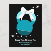 Kettlebell Stronger Year Stronger You Blue Black Feestdagenkaart (Voorkant)