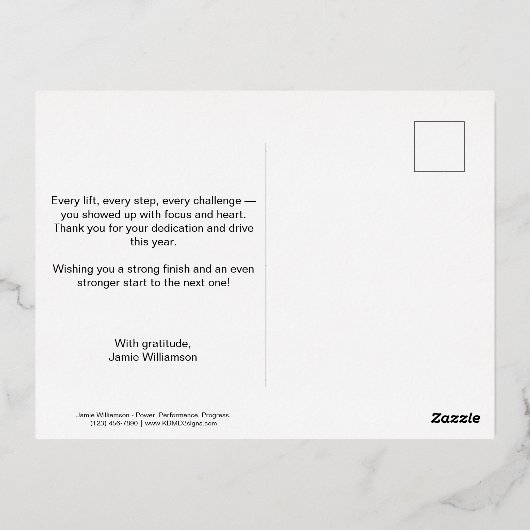 Kettlebell Stronger Year Stronger You Blue Black Folie Feestdagen Briefkaart (Achterkant)