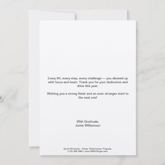 Kettlebell Stronger Year Stronger You Christmas Notitiekaartje (Achterkant)