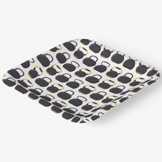 Kettlebell verjaardagsfeestje papieren bordje (Gebogen)