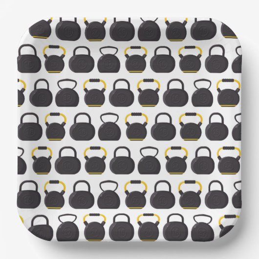 Kettlebell verjaardagsfeestje papieren bordje (Voorkant)