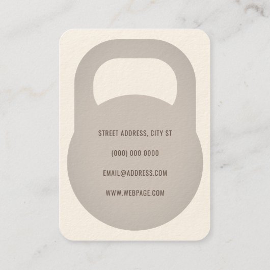 Kettlebell vorm cover crème visitekaartje (Achterkant)