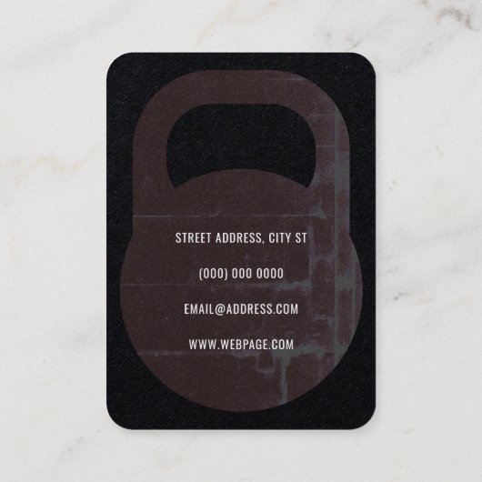 Kettlebell-vormkap Visitekaartje (Achterkant)