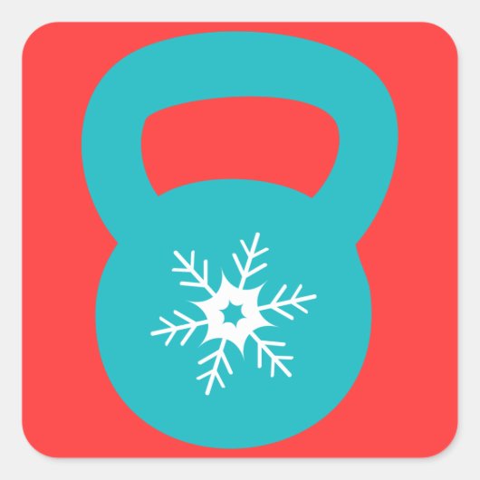 Kettlebell Workout met een sneeuwvlok Vierkante Sticker (Voorkant)
