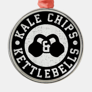 Kettlebells en boerenkoolchips - Funny Novelty Wor Metalen Ornament