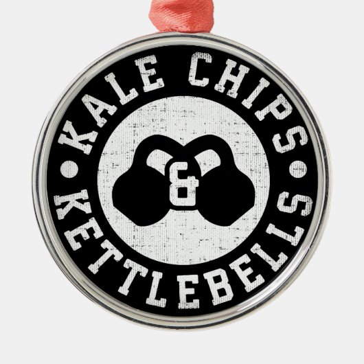 Kettlebells en boerenkoolchips - Funny Novelty Wor Metalen Ornament (Voorkant)