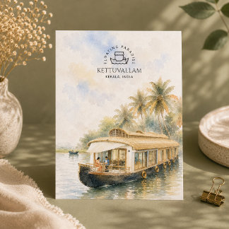 Kettuvallams, Kerala, India | Rustige wateren Feestdagenkaart