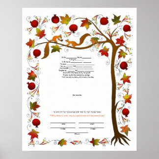 Ketubah met boom of Life in de Herfst,170926 Poster