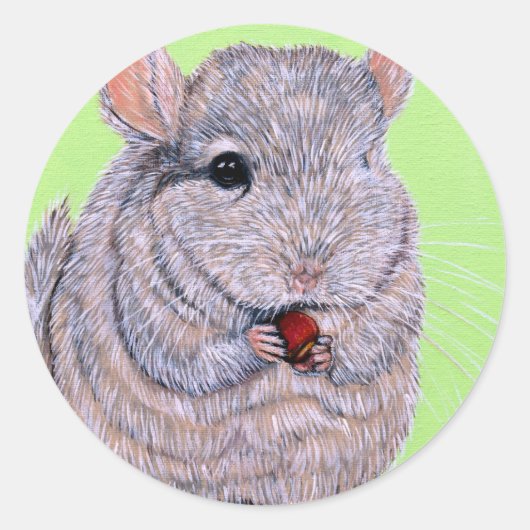 Keuffer Nibbling Chinchilla Painting Ronde Sticker (Voorkant)
