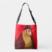 Keuk anananas Groene Cheek Conure Paraket Red Crossbody Tas (Achterkant)