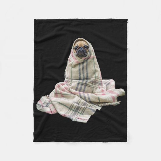 Keuk Pug in een zak Fleece Deken (Voorkant)