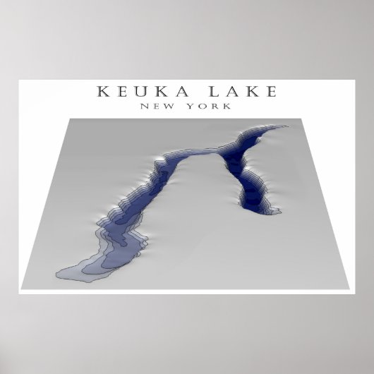 Keuka Lake 3d-kaart Poster (Voorkant)