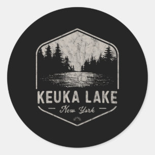Keuka Lake New York Buitenactiviteiten Vintage Ronde Sticker