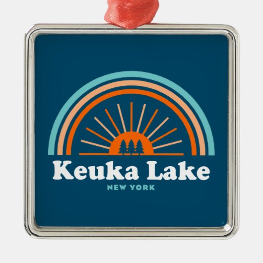 Keuka Lake New York Rainbow Metalen Ornament (Voorkant)