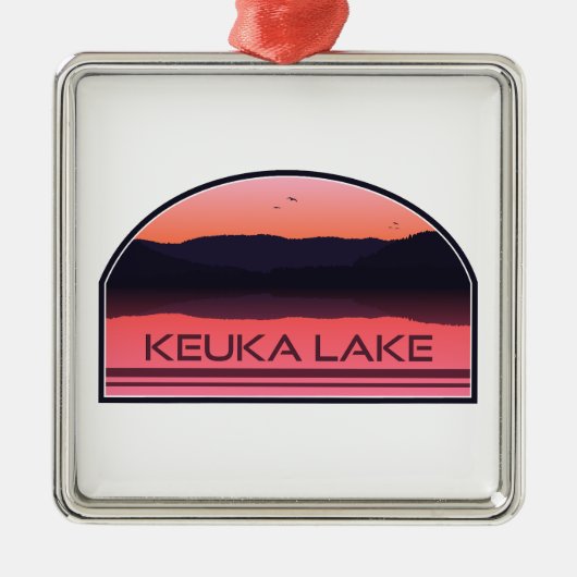 Keuka Lake New York Red Sunrise Metalen Ornament (Voorkant)