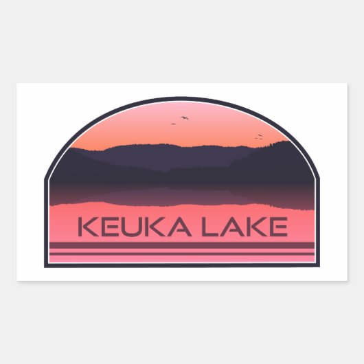 Keuka Lake New York Red Sunrise Rechthoekige Sticker (Voorkant)
