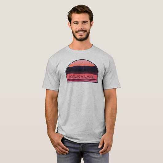 Keuka Lake New York Red Sunrise T-shirt (Voorkant volledig)