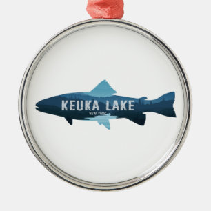 Keuka Lake New York Vis Metalen Ornament