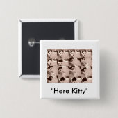 keukat/zwart/witte foto vierkante button 5,1 cm (Voorkant /achterkant)