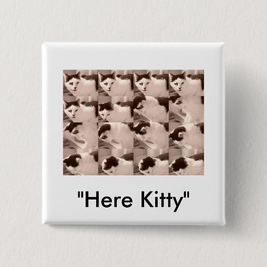 keukat/zwart/witte foto vierkante button 5,1 cm (Voorkant)