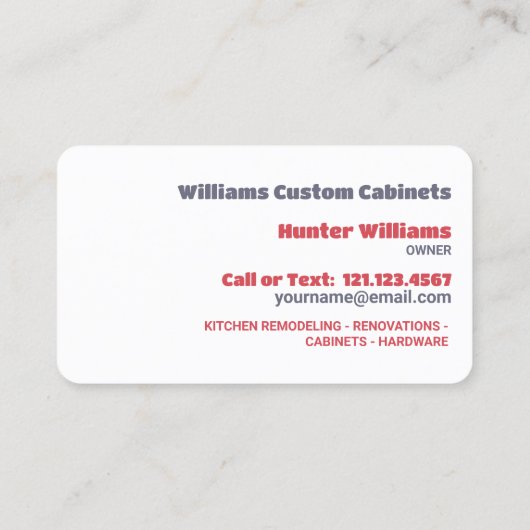 Keuken aangepaste kasten visitekaartje (Achterkant)