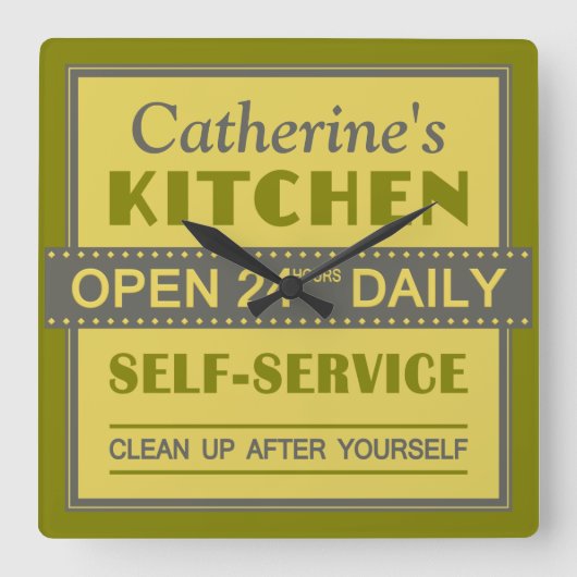 Keuken - aangepaste naam - muurklok vierkante klok (Voorkant)