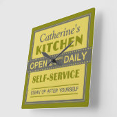 Keuken - aangepaste naam - muurklok vierkante klok (Hoek)