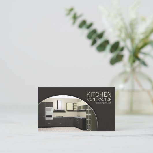 Keuken Aannemer Cabinetry Carperntry Bruine Kaart Visitekaartje (Staand voorkant)