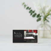 Keuken Aannemer Kabinet Witte Zwarte Kaart Visitekaartje (Staand voorkant)