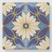 Keuken aanrecht barartikelen Art Deco Goud Blauw B Stenen Onderzetter (Voorkant)