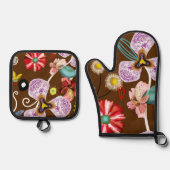 Keuken accessoires exclusieve designer 2024 ovenwant & pannenlap set (Voorkant)