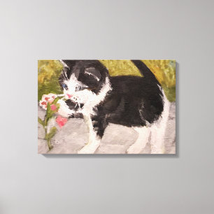 Keuken afspelen met roze aanjager canvas afdruk