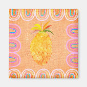 Keuken Ananas Folk Art Stijl Magneet (Voorkant)