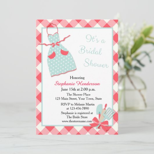 Keuken, Apron, Red Gingham Kaart (Staand voorkant)