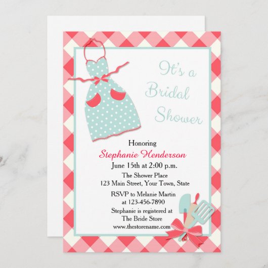 Keuken, Apron, Red Gingham Kaart (Voorkant / Achterkant)