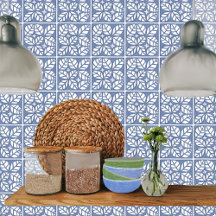 Keuken backsplash tegel, blauw en wit