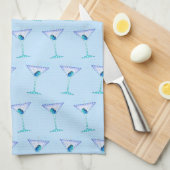 KEUKEN-, BAD- OF BAR HANDDOEK MET BLUWE MARTINI'S (Quarter Fold)