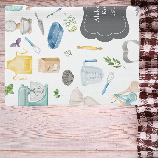 Keuken Bakbenodigdheden Monogram Aanpasbaar  Theedoek